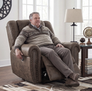 Bonzy Home Electric Power Recliner Chair, Modern Reclining Chair with Rivet Trim & USB Port, Classic Home Theater Seating Single Sofa Recliner, Brown