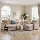 Bonzy Home Modular Corduroy Sectional Sofa with Pull Out Sleeper, Convertible L-Shaped Couch, Free Combination Upholstered Sofa Bed for Living Room