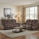 Ebello Manual Recliner Sofa Set, 77" 2-Seater Reclining Loveseat, 85" 3-Seater Soft Fabric Recliner Couch, with Cup Holders & Storage Console for Living Room, Brown