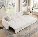 Bonzy Home Modular Corduroy Sectional Sofa with Pull Out Sleeper, Convertible L-Shaped Couch, Free Combination Upholstered Sofa Bed for Living Room