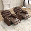 Bonzy Home Recliner Set of 2 Comfortable Arms and Back Faux Leather Single Reclining Chair Sofa for Living Room Bedroom, Coffee