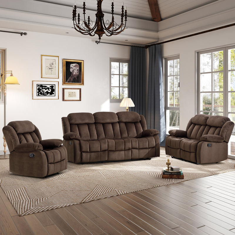 Bonzy Home Manual Recliner Sofa Living Room Furniture Set, Manual Recliner Chair, Manual Loveseat and 3 Seat Recliner Sofa Couch Set for Living Room