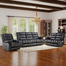 Ebello 3-Seater Manual Recliner Sofa,1+2+3 Pieces Overstuffed Fabric Reclining Couch with Removable Console Featuring Cup Holders for Living Room and Home Theater(Dark Gray,Chair+Loveseat+Sofa)