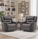 Bonzy Home Electric Recliner Chair Set of 2, Modern Faux Leather Reclining Chair with USB Port, Classic Single Sofa Home Theater Recliner Seating, Gray