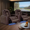 Bonzy Home Electric Power Recliner Set of 2 USB Ports and Cup Holders LED Lighting Home Theater Seating Reclining Chair Adjustable Headrest with Hidden Arm Storage Brown
