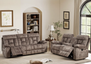 Bonzy Home 2-Piece Recliner Sofa Set — Reclining Loveseat & Extra-Wide 3-Seat Bonded Fabric Sofa, Camel