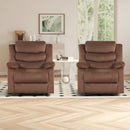 Bonzy Home Recliner Chairs Set of 2 for Living Room Overstuffed Breathable Fabric Reclining Chair Manual Sofa Brown