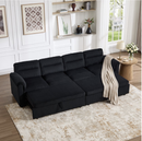 Bonzy Home Modular Corduroy Sectional Sofa with Pull Out Sleeper, Convertible L-Shaped Couch, Free Combination Upholstered Sofa Bed for Living Room
