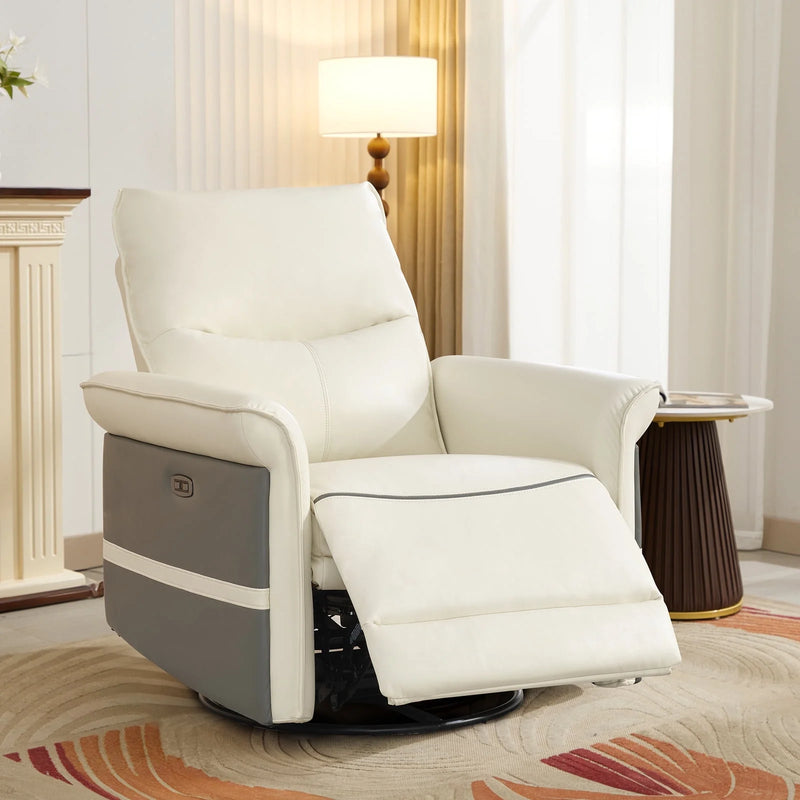 Bonzy Home Swivel Rocker Recliner Power Electric Recliners Rocking Recliner Chair with USB Port for Living Room, Beige
