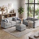 Bonzy Home Living Room Furniture Sets Loveseat with Ottoman Modular Sectional Sofa Couches Gray