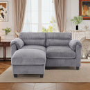 Bonzy Home Modern Loveseat with Ottoman Modular Sectional Sofa Couches for Living Room Entertaining Guests or Relaxing Alone for Small Spaces Apartment Gray