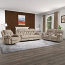 Bonzy Home Reclining Living Room Set with Console Electric Power Lift Chair Loveseat Reclining Chair Theater Seating Living Room Furniture Set Cup Holders,Adjustable Backrest Hidden Arm Storage Camel