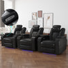Bonzy Home Electric Power Recliner Set of 3 Adjustable Headrest Reclining Chair with USB Ports and Cup Holders, Home Theater Seating with Hidden Arm Storage Movie & Media Room Chairs