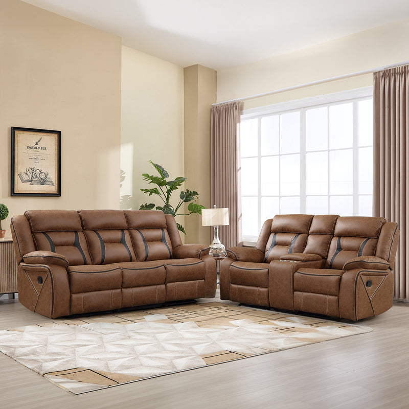 Bonzy Home Manual Recliner Sofa Set – Faux Leather Loveseat & 3‑Seat Reclining Sofa for Living Room
