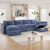 Bonzy Home Modular Sectional Sofa Couches for Living Room U-Shaped Sofa with Ottoman Blue