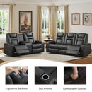 Bonzy Home Electric Power Recliner Chairs Sofa Set Theater Seating with Console Living Room Furniture Set, Cup Holders, Hidden Arm Storage, USB Ports Black