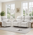 Bonzy Home Manual Reclining Sofa Set with Adjustable Backrest, Living Room Recliner Sofa for Adult with Single Recliner Chair & Loveseat, Couch Recliners for Living Room Furniture, White