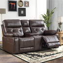 Bonzy Home Genuine Leather Power Loveseat Recliner, Modern Recliner Sofa with Center Console & Adjustable Backrest, USB & Type-C Ports, Cup Holders & Hidden Storage, Espresso Brown