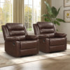 Bonzy Home Recliner Set of 2 Comfortable Arms and Back Faux Leather Single Reclining Chair Sofa for Living Room Bedroom, Coffee