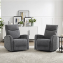 Bonzy Home Electric Recliner Chair Set of 2, 270° Swivel Recliner Fabric Living Room Sofa Chair with USB Ports, Gray