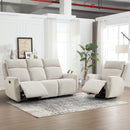 Bonzy Home Fabric Manual Recliner Sofa Set — Single Recliner & 3-Seat Manual Reclining Sofa for Living Room