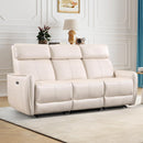 Ebello Power Reclining Sofa Couch, 3-Seater Faux Leather Electric Recliner with USB and Type-C Charging Ports for Small Spaces, Beige