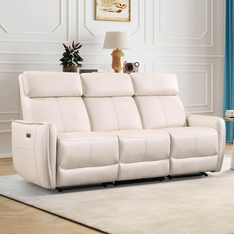 Ebello Power Reclining Sofa Couch, 3-Seater Faux Leather Electric Recl