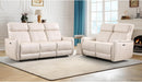 Ebello Power Reclining Sofa Set, 5-Seater Faux Leather Electric Recliner with USB and Type-C Charging Ports for Small Spaces, Beige