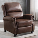 Bonzy Home Leather Armchair Push Back Recliner Pushback Recliner Chair with Nail Head Single Sofa Accent Chair for Living Room, Chestnut