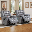 Bonzy Home Manual Recliner Chair Set of 2 with Massage and Heat Overstuffed Fabric Metal frame Manual Reclining Chair Sofa for Living Room