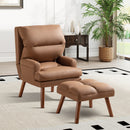 Bonzy Home Modern Accent Chair with Ottoman – Adjustable Backrest, Velvet Fabric Seating for Living Room, Bedroom & Office