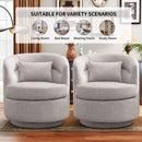 Bonzy Home 360° Swivel Barrel Accent Chair with Lumbar Pillow, Upholstered Fabric Club Chair for Living Room, Bedroom & Reading Room