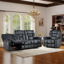 Bonzy Home Fabric Recliner Sofa Set — Single Manual Recliner & 3-Seat Reclining Sofa with Wide Backrests & Headrests, Gray