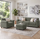 Bonzy Home Living Room Sofa Set Cloud Couch Sectional with Ottoman Modular Sectional Sofa Entertaining Guests Green