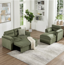 Bonzy Home Modular Corduroy Sectional Sofa with Pull Out Sleeper, Convertible L-Shaped Couch, Free Combination Upholstered Sofa Bed for Living Room