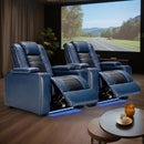 Bonzy Home Electric Recliner Set of 2 LED Lighting Adjustable Headrest with USB Ports and Cup Holders Home Theater Seating Reclining Chair Hidden Arm Storage