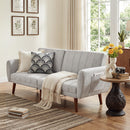 Bonzy Home 80 inches Wide Contemporary And Super Soft Upholstered Sleeper Sofa With Convertible Backrest ,Gray