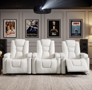 Bonzy Home Electric Power Recliner Chair Set of 3, PU Leather Home Theater Seating with Cup Holders, USB Port, Adjustable Backrest & Hidden Arm Storage, White