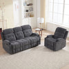 Bonzy Home Manual Recliner Sofa Set – Fabric Reclining Living Room Furniture with Recliner Chair & 3-Seat Sofa