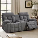 Bonzy Home Reclining Loveseat 2-Seat Manual Recliner Sofa with Hidden Armrest Cup Holders, Breathable Fabric, Gray