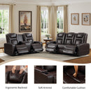 Bonzy Home Electric Power Recliner Chairs Sofa Set Theater Seating with Console Living Room Furniture Set, Cup Holders, Hidden Arm Storage, USB Ports Brown