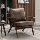 Bonzy Home Accent Armhair with Solid Wood Frame and Removable Cushions, Upholstered Leather,Dark