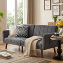 Bonzy Home 80 inches Wide Contemporary And Super Soft Upholstered Sleeper Sofa With Convertible Backrest ,Charcoal