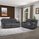 Bonzy Home Manual Recliner Loveseat, Theater Seating with Console, Cup Holders & Storage, Gray