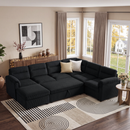 Bonzy Home Modular Corduroy Sectional Sofa with Pull Out Sleeper, Convertible L-Shaped Couch, Free Combination Upholstered Sofa Bed for Living Room