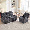 Bonzy Home Manual Recliner Sofa Set – Fabric Reclining Living Room Furniture with Single Recliner Chair & Loveseat Recliner Sofa