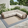 Bonzy Home Outdoor Wicker Sofa Set, Rattan Patio Conversation Sets - 6 Seater L-Shaped Wicker Sofa with Thick Cushions and Corner Seating, Beige