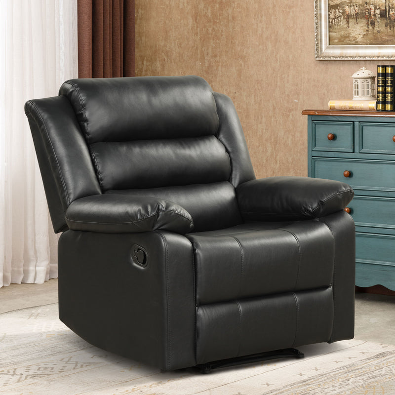 Bonzy Home Recliner Comfortable Arms and Back Faux Leather Single Reclining Chair Sofa for Living Room Bedroom, Black