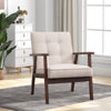 Bonzy Home Accent Chair Mid Century Modern Upholstered Armchair with Wood Frame for Living Room Bedroom Study Room, Easy Assembly, Beige