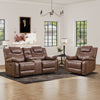 Bonzy Home Manual Recliner Sofa Set – Faux Leather Reclining Living Room Furniture with Single Recliner Chair & Loveseat Recliner Sofa